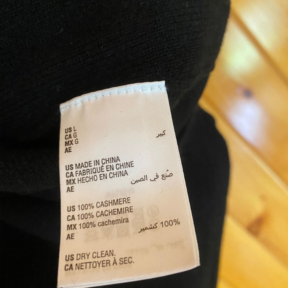 Charter Club Luxury 100% Cashmere Zip Front Puff Shoulder Cardigan Black Large - Picture 5 of 5